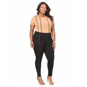 Faux Leather Ponte Pants